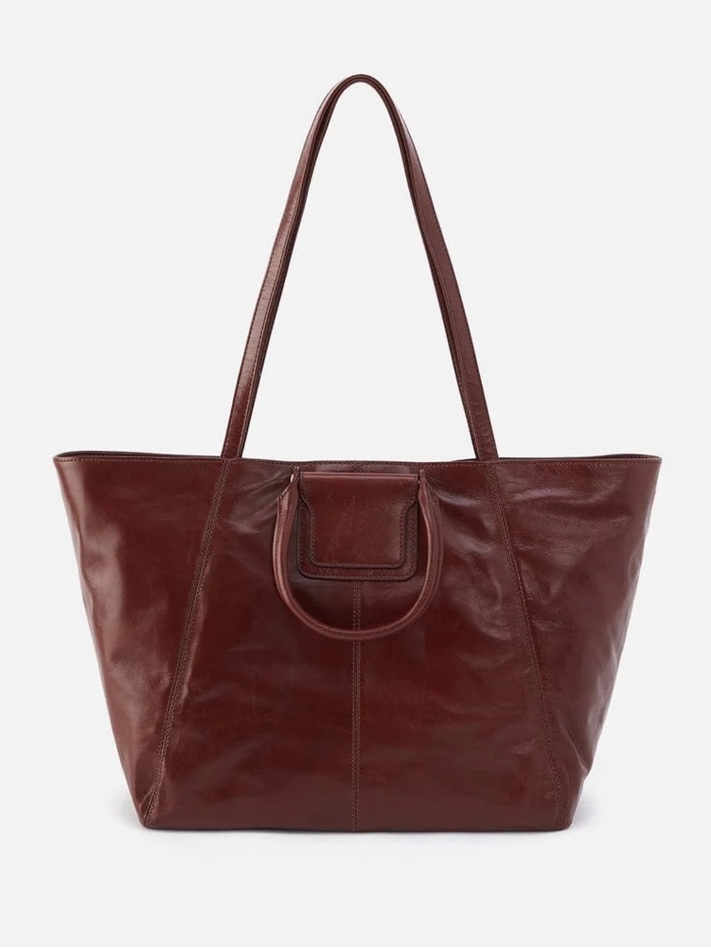 Hobo Sheila East West Leather Tote Bag- Polished Chocolate